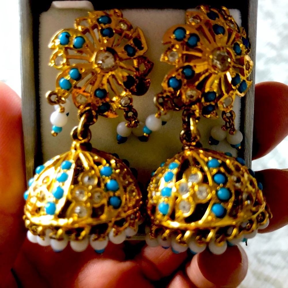 Statement Gold plated and Turquoise Earrings